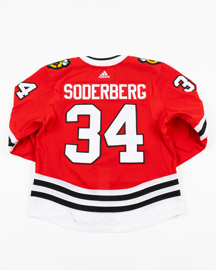 Carl Soderberg Game-Used Red Jersey 00043