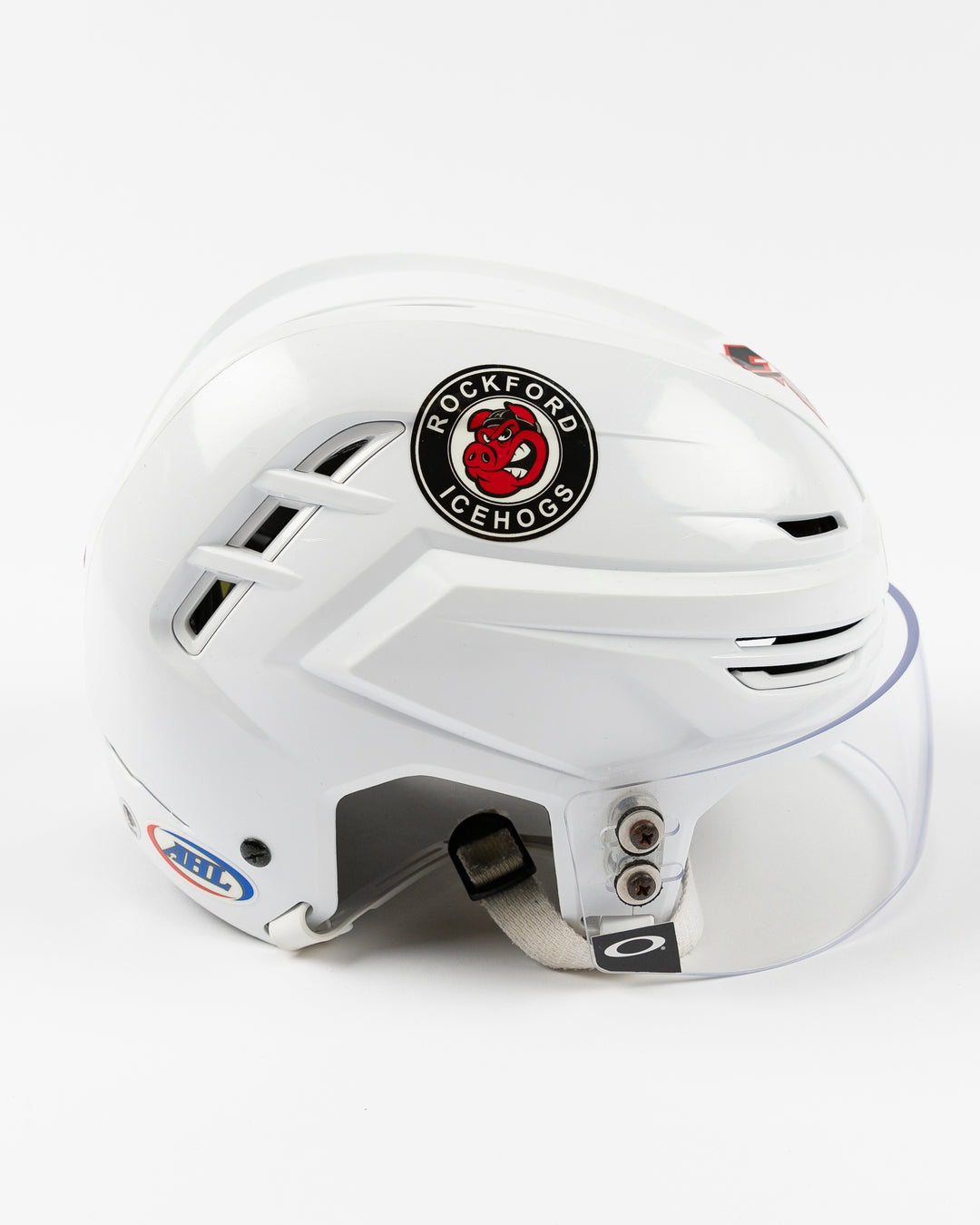 Lukas Reichel Used White AHL Helmet 16633