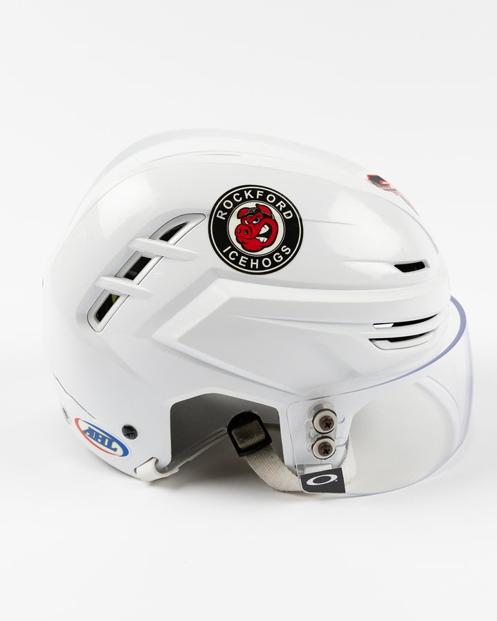 Lukas Reichel Used White AHL Helmet 16633