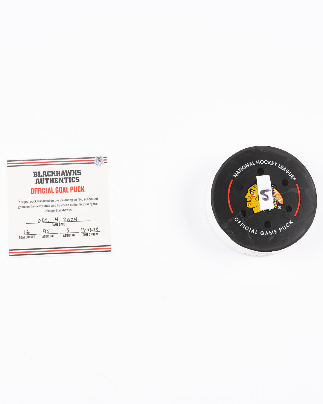 Jason Dickinson Game-Used Goal Puck 12/4/24 15959