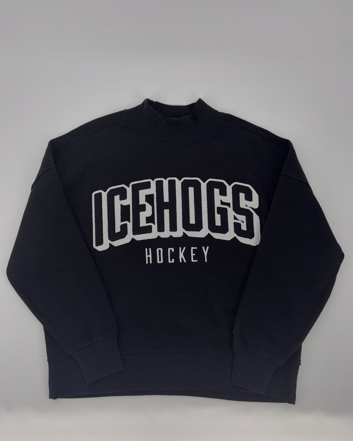 Rockford IceHogs League Ladies Black Mock Neck Crew