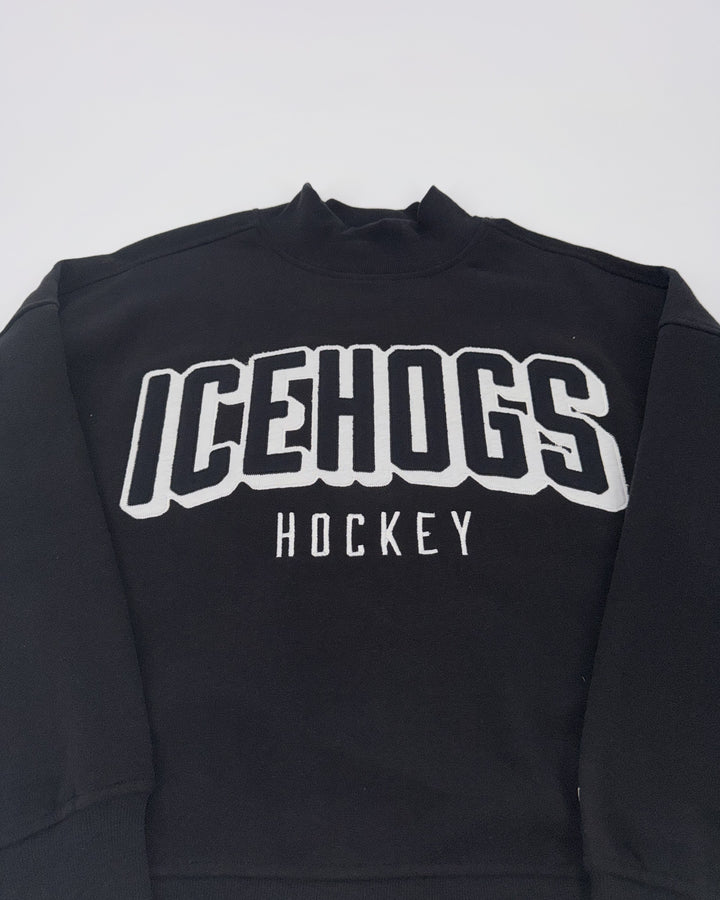 Rockford IceHogs League Ladies Black Mock Neck Crew