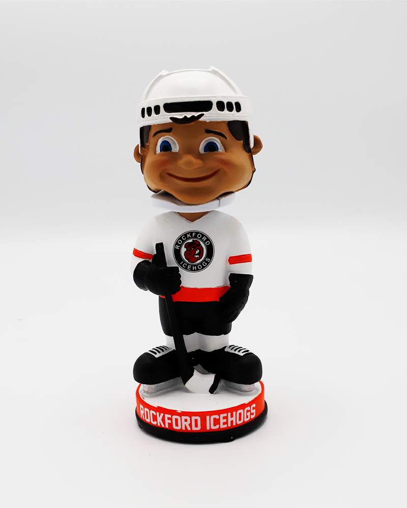 Rockford IceHogs HOF bobblehead - front lay flat