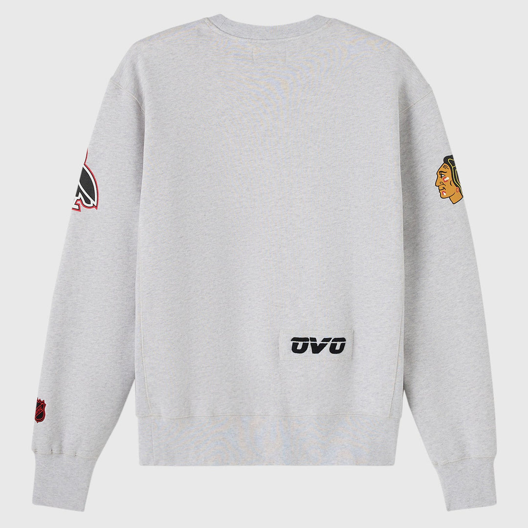 OVO x NHL Chicago Blackhawks Crewneck - Ash Heather