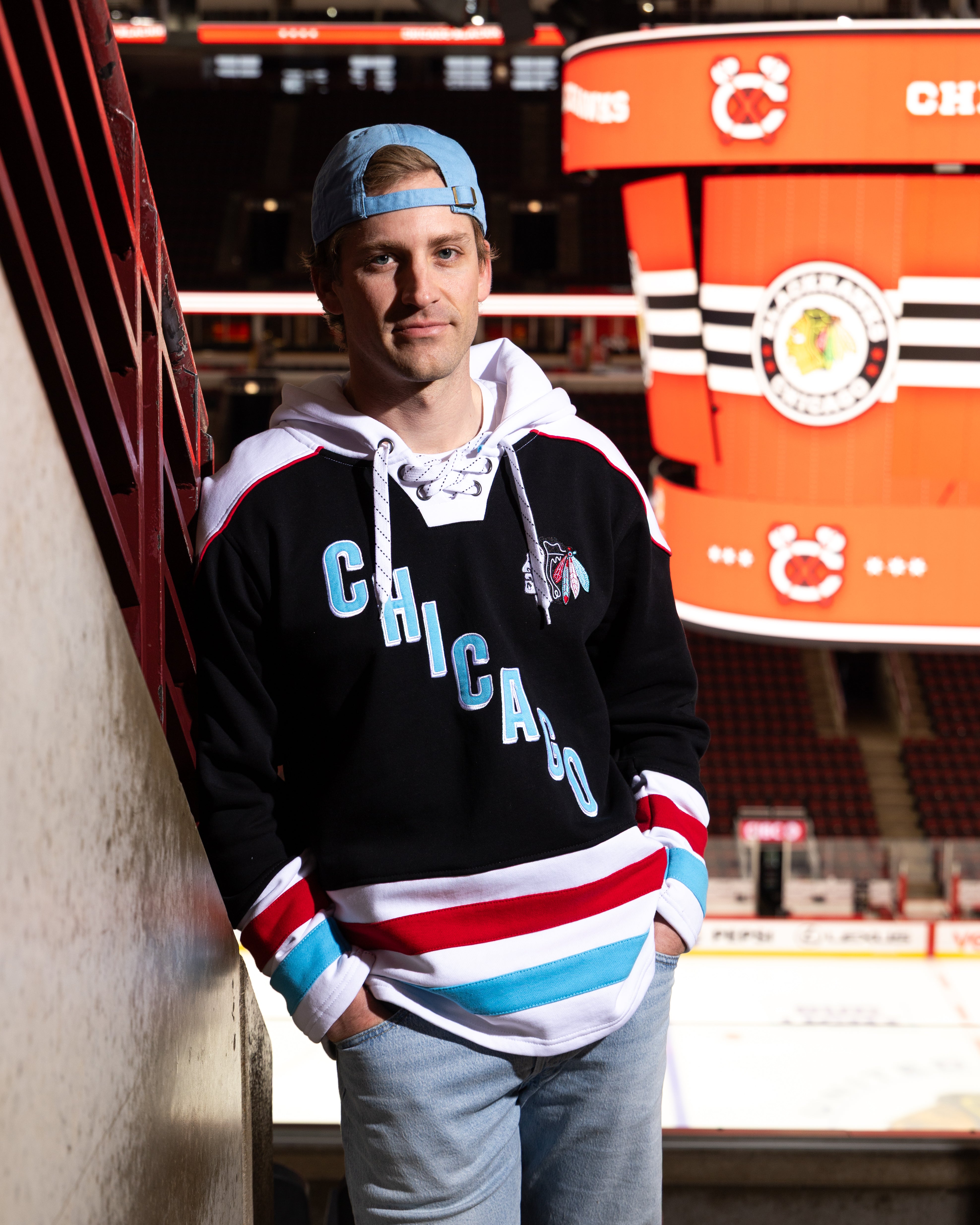 Four Stars Chicago Blackhawks Stipe Lace Up Jersey Hoodie – CBH Shop