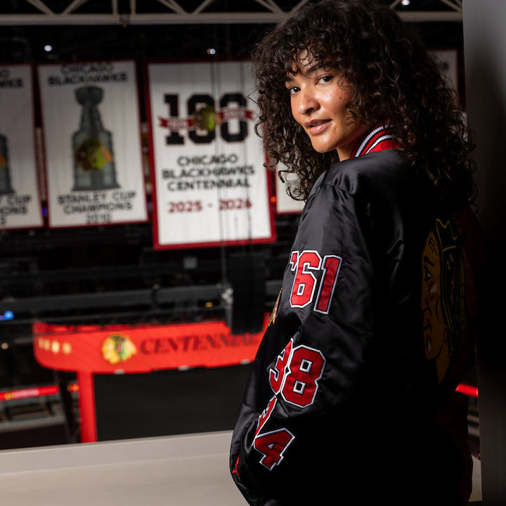 Starter Chicago Blackhawks Coin Toss 6X Stanley Cup Champs Varsity Jacket