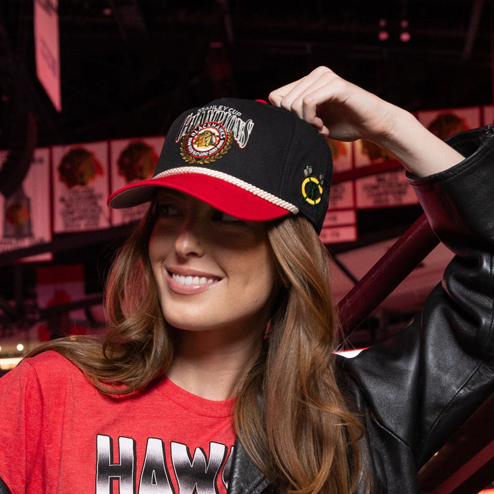 American Needle Chicago Blackhawks 6X Stanley Cup Champions Roscoe Rope Hat