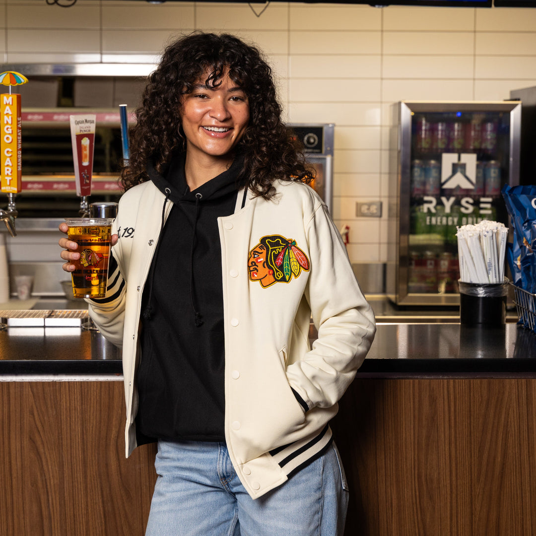 American Needle Chicago Blackhawks Centennial French Terry Letterman Jacket
