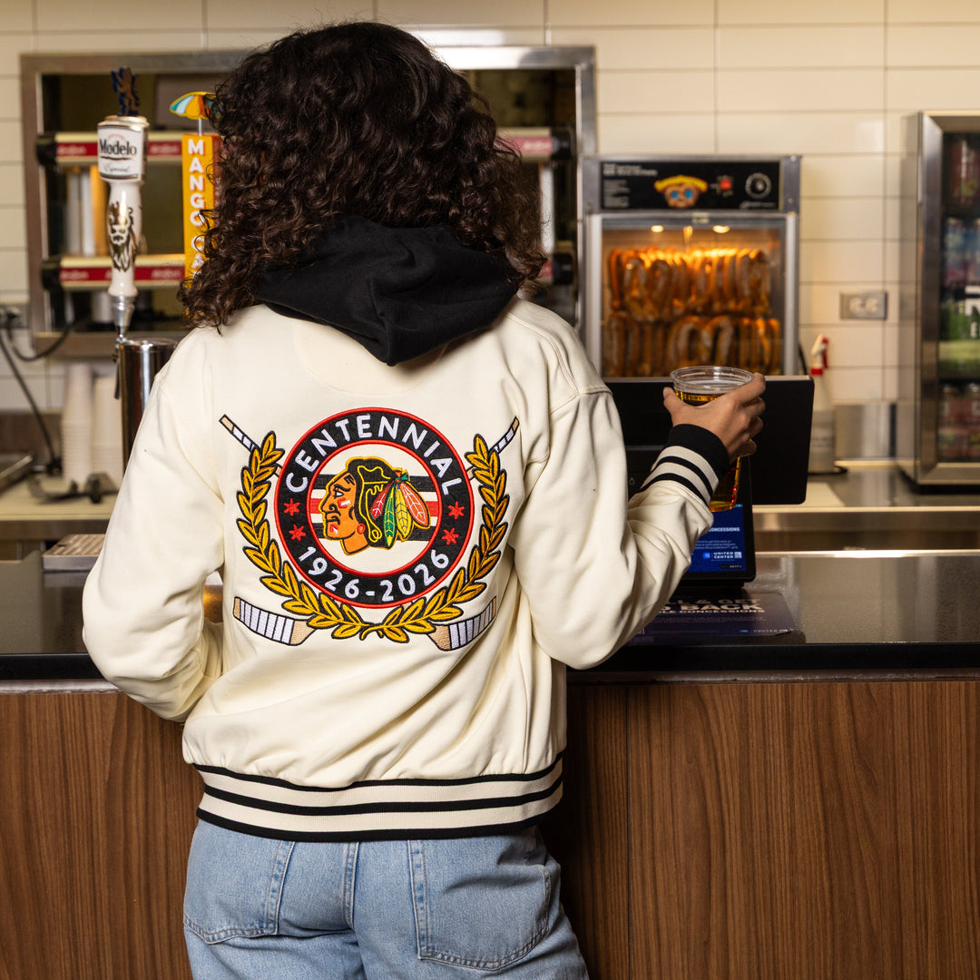 American Needle Chicago Blackhawks Centennial French Terry Letterman Jacket