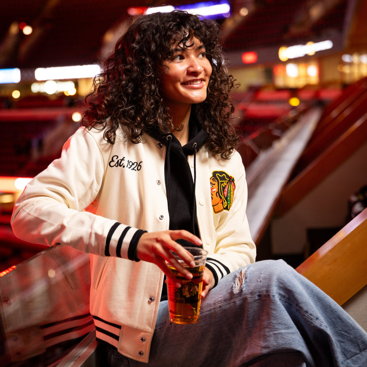 American Needle Chicago Blackhawks Centennial French Terry Letterman Jacket
