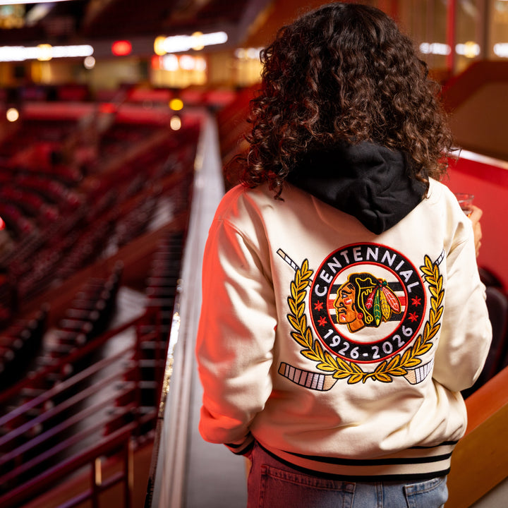 American Needle Chicago Blackhawks Centennial French Terry Letterman Jacket