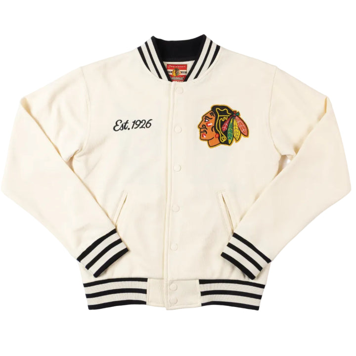 American Needle Chicago Blackhawks Centennial French Terry Letterman Jacket