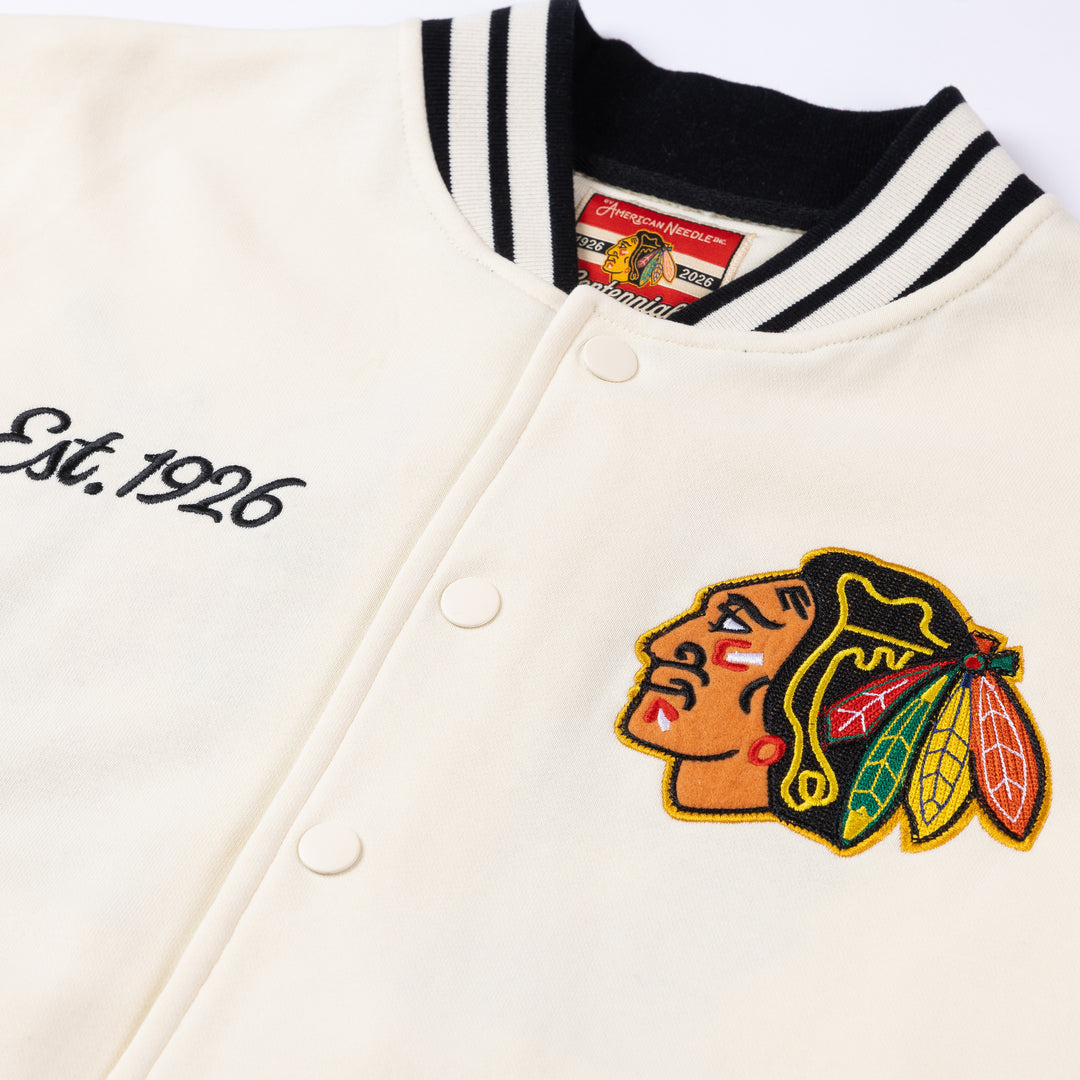American Needle Chicago Blackhawks Centennial French Terry Letterman Jacket