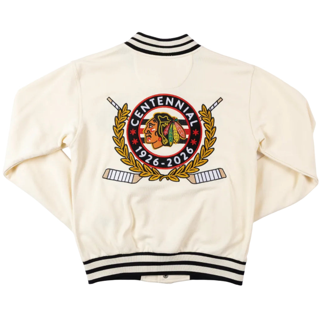 American Needle Chicago Blackhawks Centennial French Terry Letterman Jacket