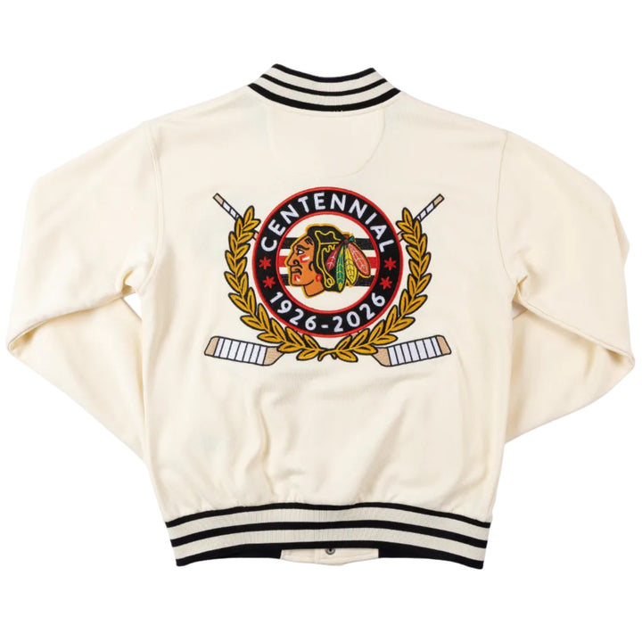 American Needle Chicago Blackhawks Centennial French Terry Letterman Jacket