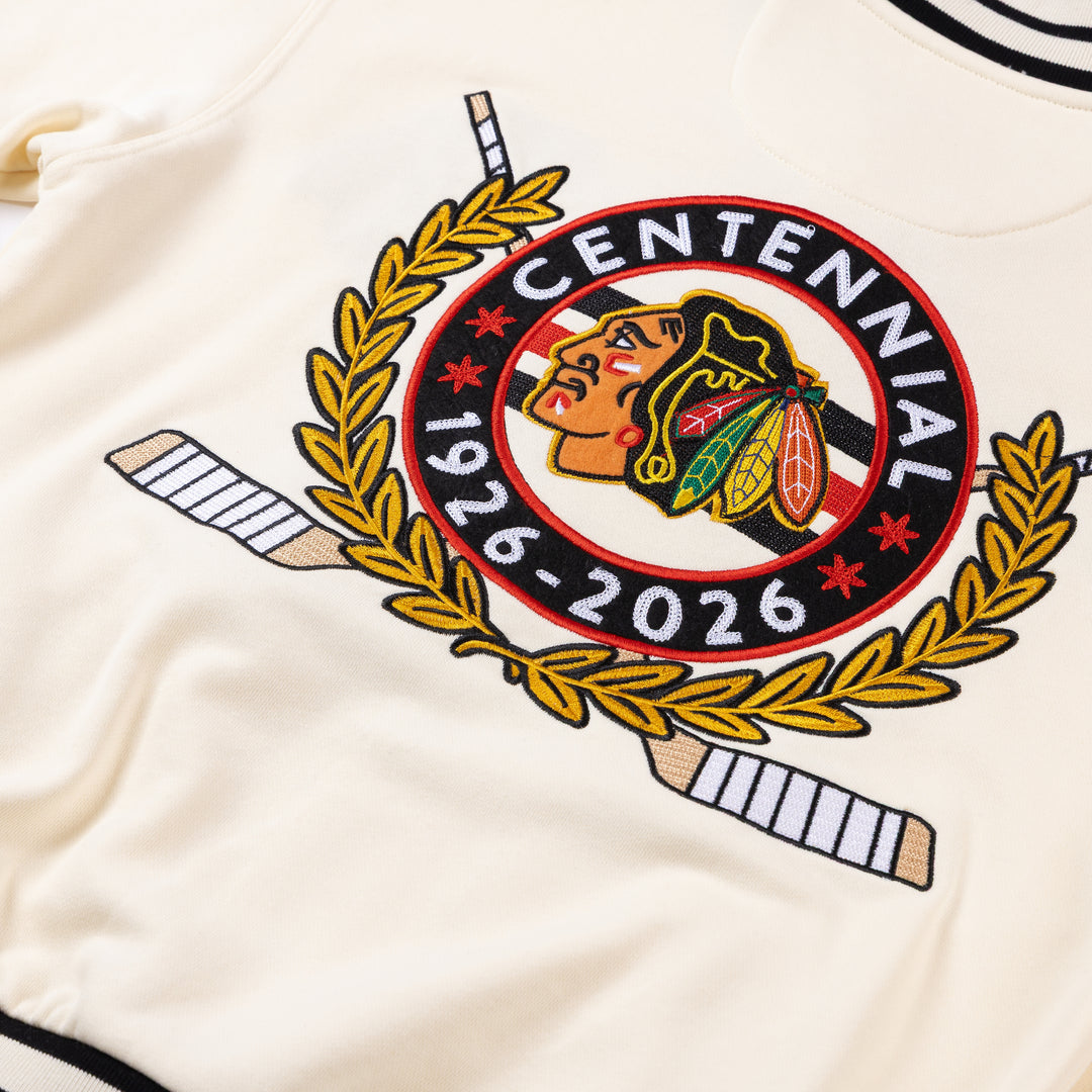 American Needle Chicago Blackhawks Centennial French Terry Letterman Jacket