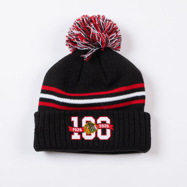 New Era Chicago Blackhawks Centennial Cuff Pom Beanie