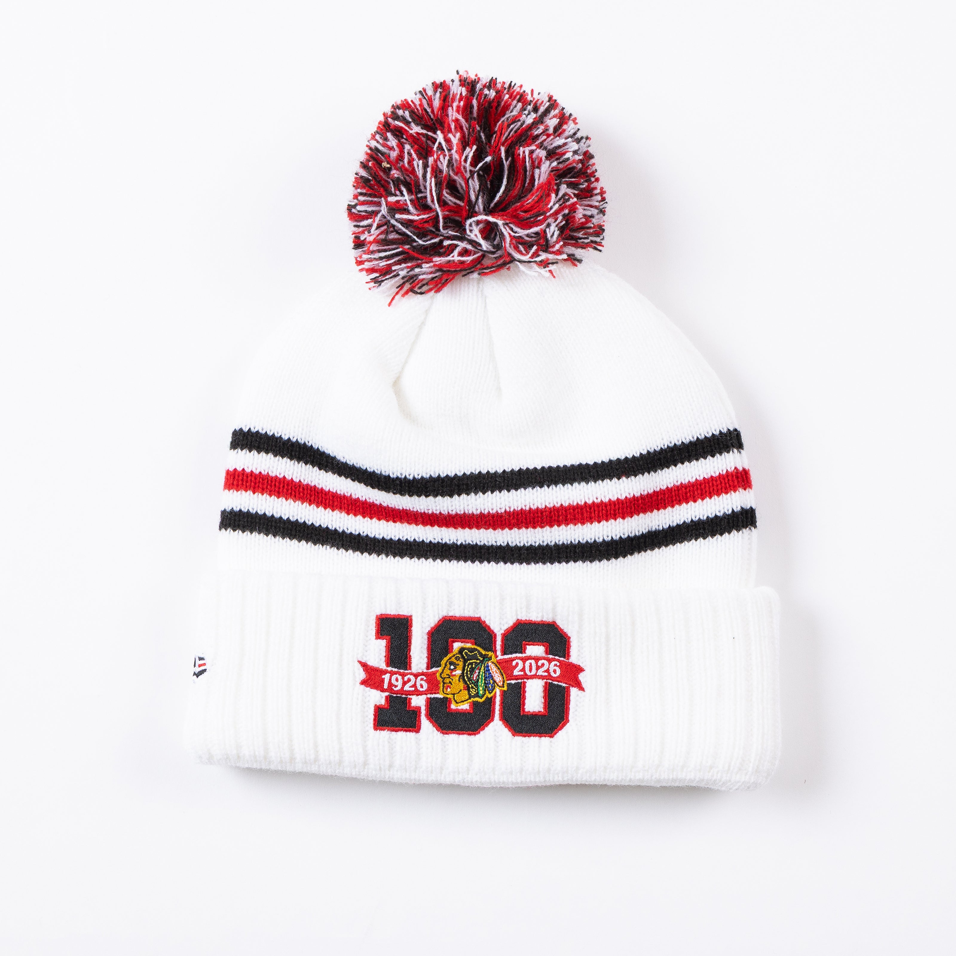 New Era Chicago Blackhawks Centennial Cuff Pom Beanie – CBH Shop