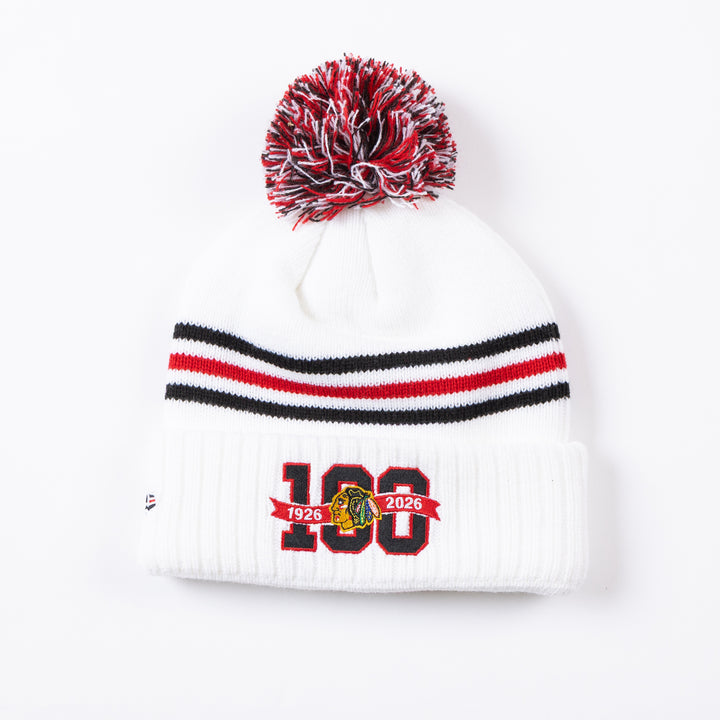 New Era Chicago Blackhawks Centennial Cuff Pom Beanie