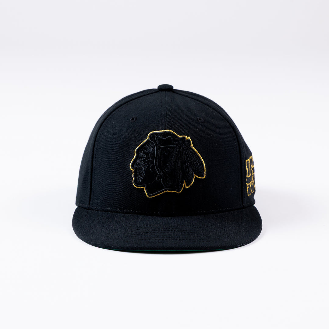 Mitchell & Ness Chicago Blackhawks Centennial Black & Gold Fitted Hat