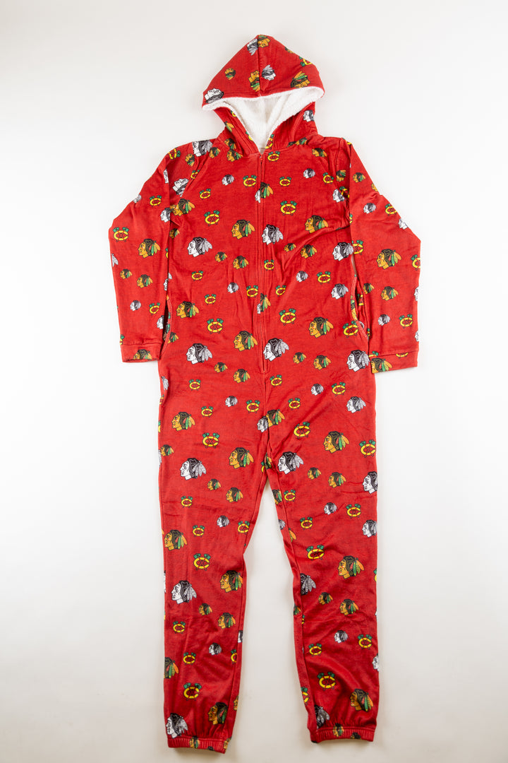 Chicago Blackhawks adult onesie - front lay flat