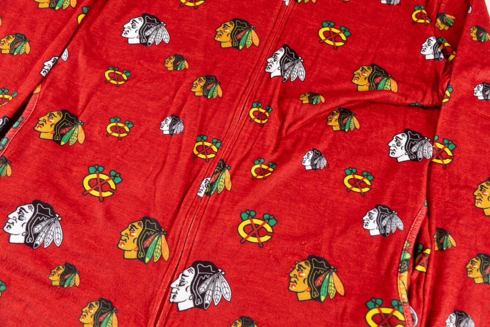 Chicago Blackhawks adult onesie - detail lay flat