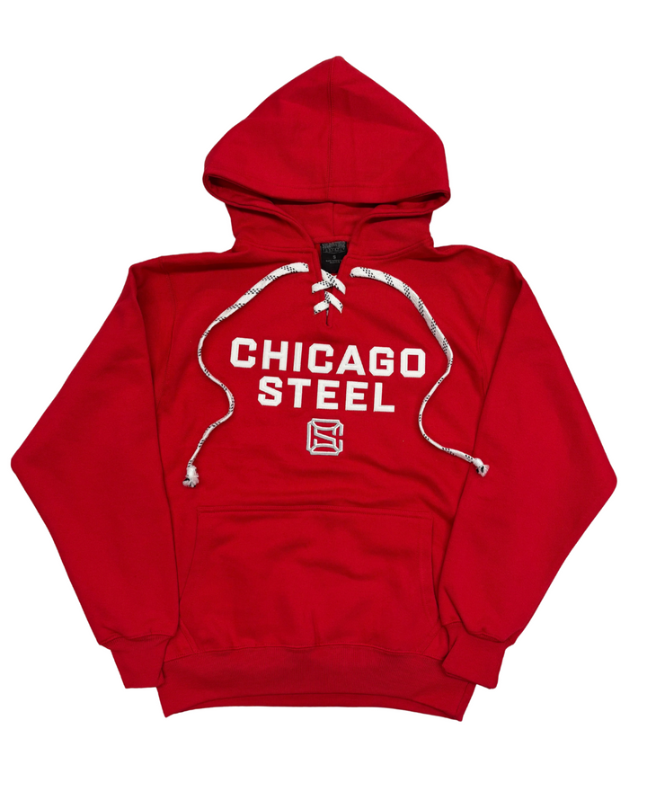 Chicago Steel Red Laced Hooded Sweatshirt