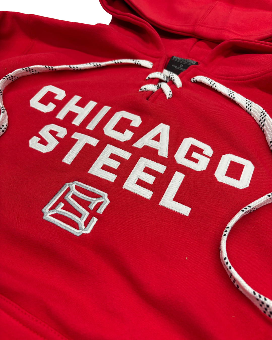 Chicago Steel Red Laced Hooded Sweatshirt
