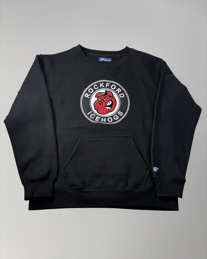 Rockford IceHogs Ladies Black Crewneck with Pocket