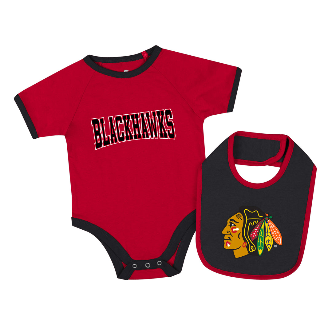 Colosseum Chicago Blackhawks Infant Bingo Onsie and Bib