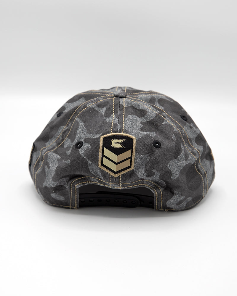 camo hat with Rockford IceHogs branding - back lay flat