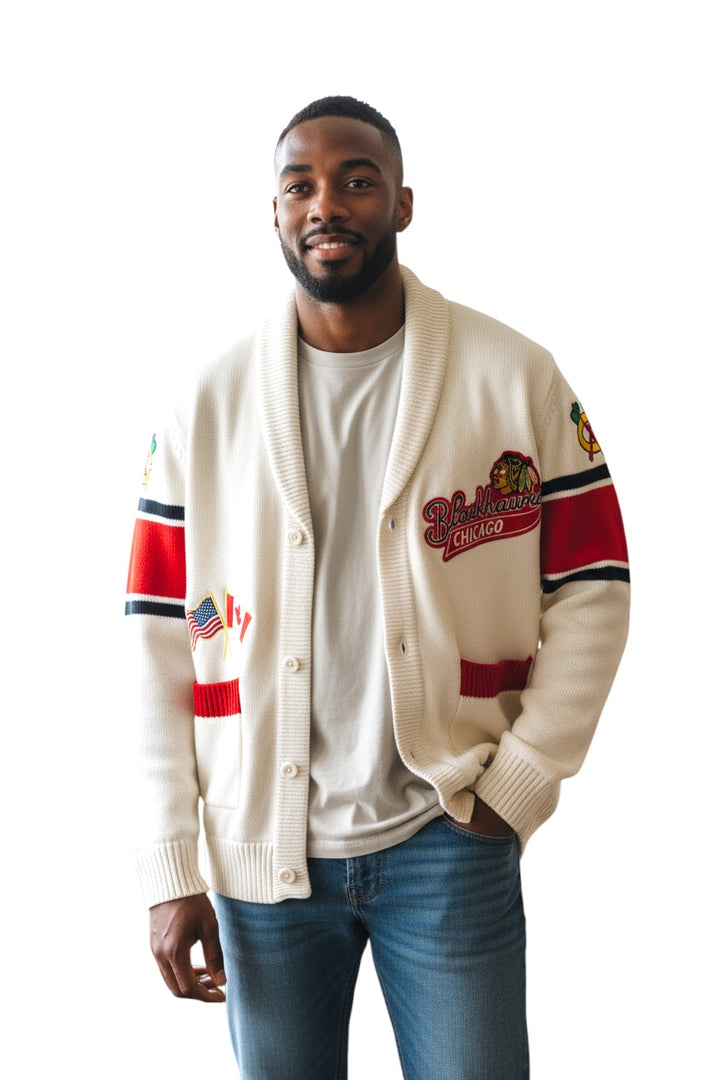 Wild Collective Chicago Blackhawks Heritage Cardigan Sweater