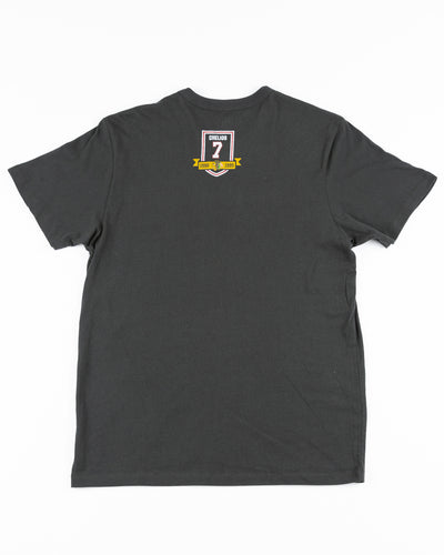 black '47 brand tee with Chelios retirement logo on front and Chicago Blackhawks banner on back yoke - back lay flat