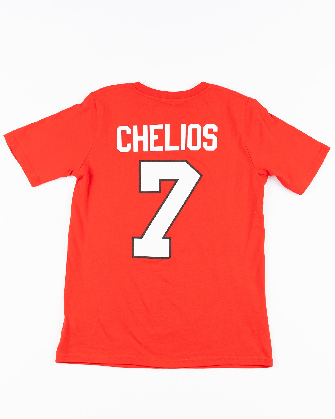 red youth Mitchell & Ness Chelios player tee - back lay flat