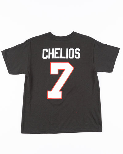 black Mitchell & Ness youth player tee of Chris Chelios inspired by vintage jersesy - back lay flat