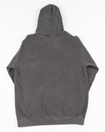 grey Chris Chelios vintage inspired hoodie with Chicago Blackhawks branding - back lay flat