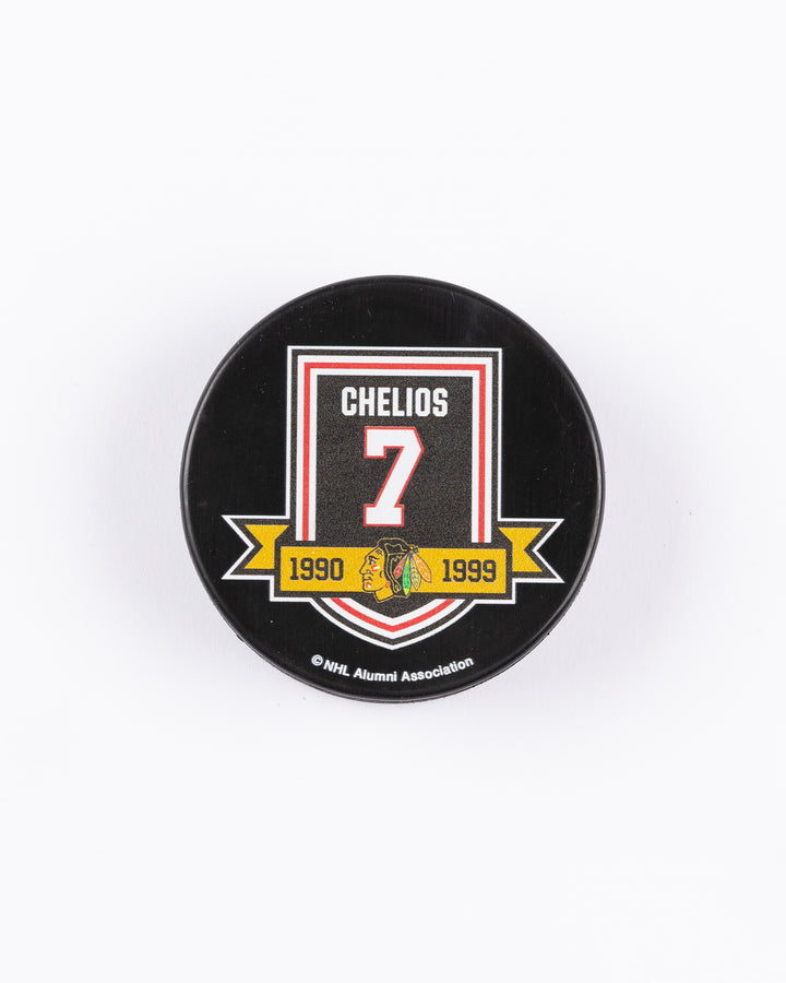 Chicago Blackhawks Chris Chelios Retirement Shield Puck