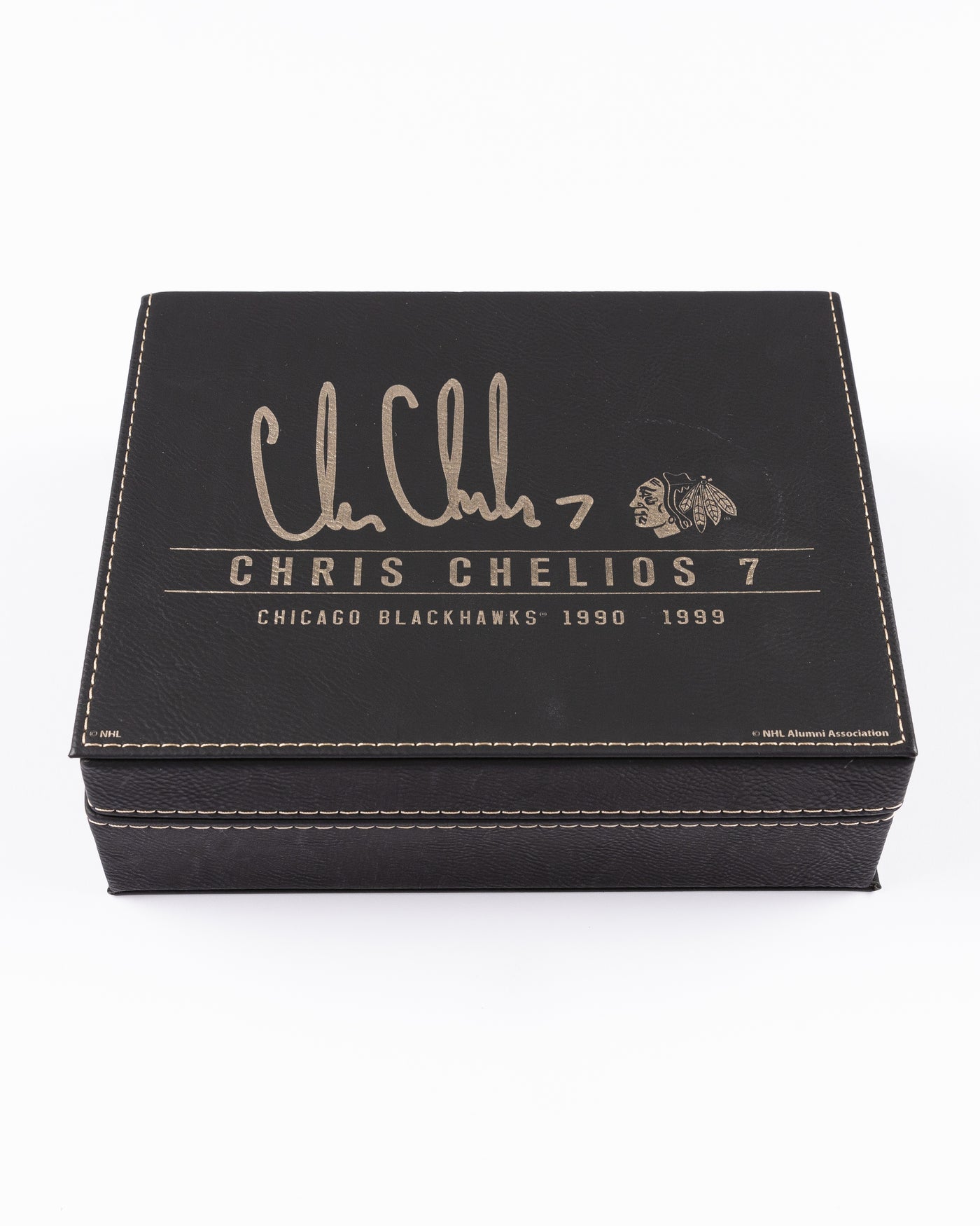 Chicago Blackhawks Chris Chelios Puck Box Set