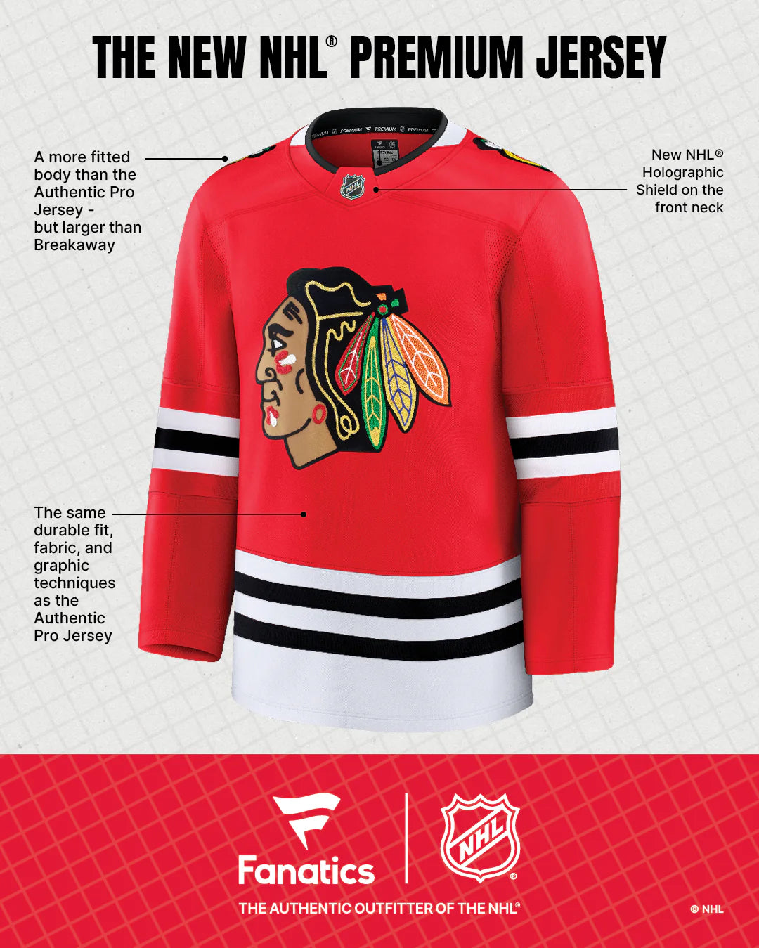 Fanatics Chicago Blackhawks Centennial Premium Blank Jersey