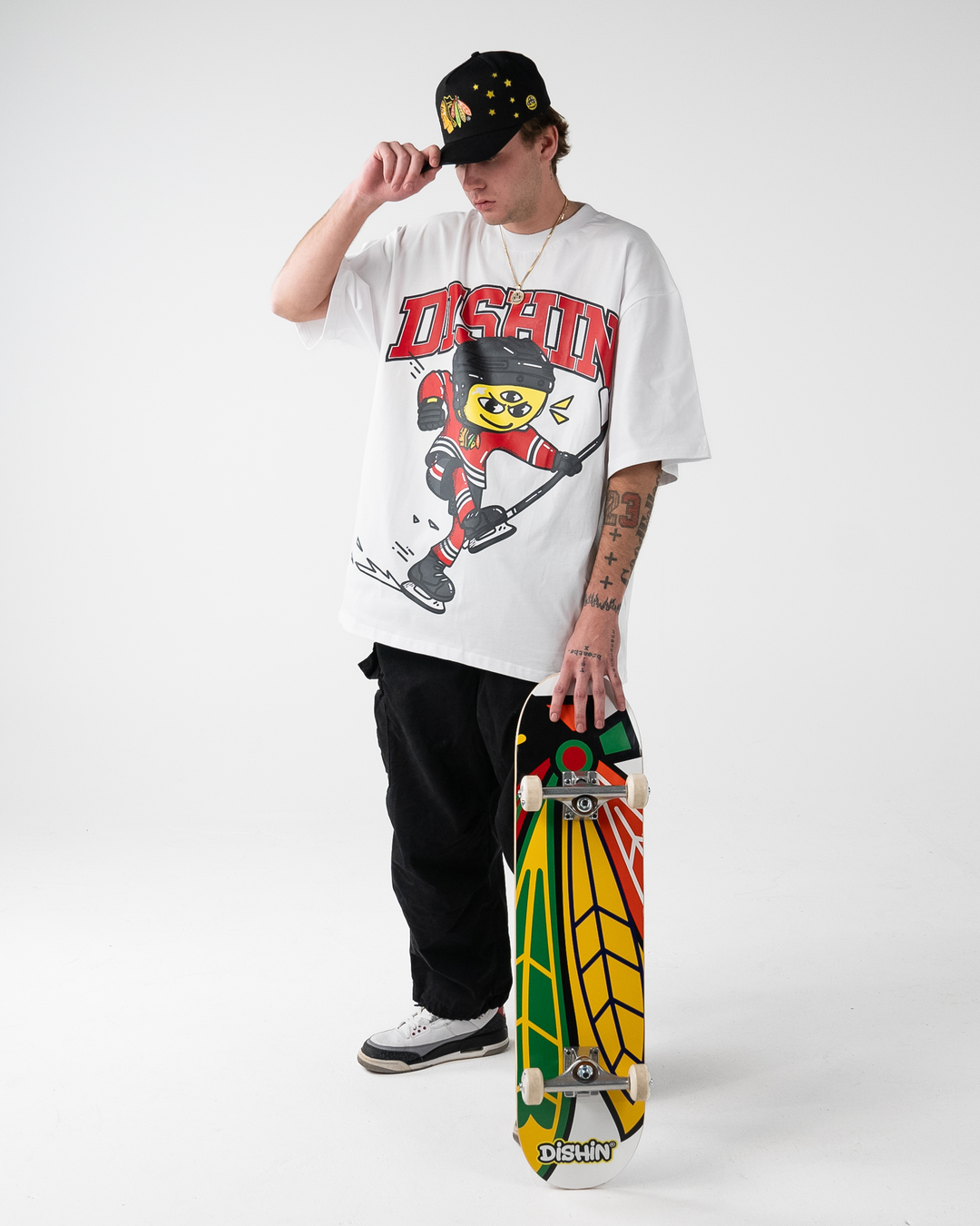 DISHIN x Chicago Blackhawks skateboard deck - with model