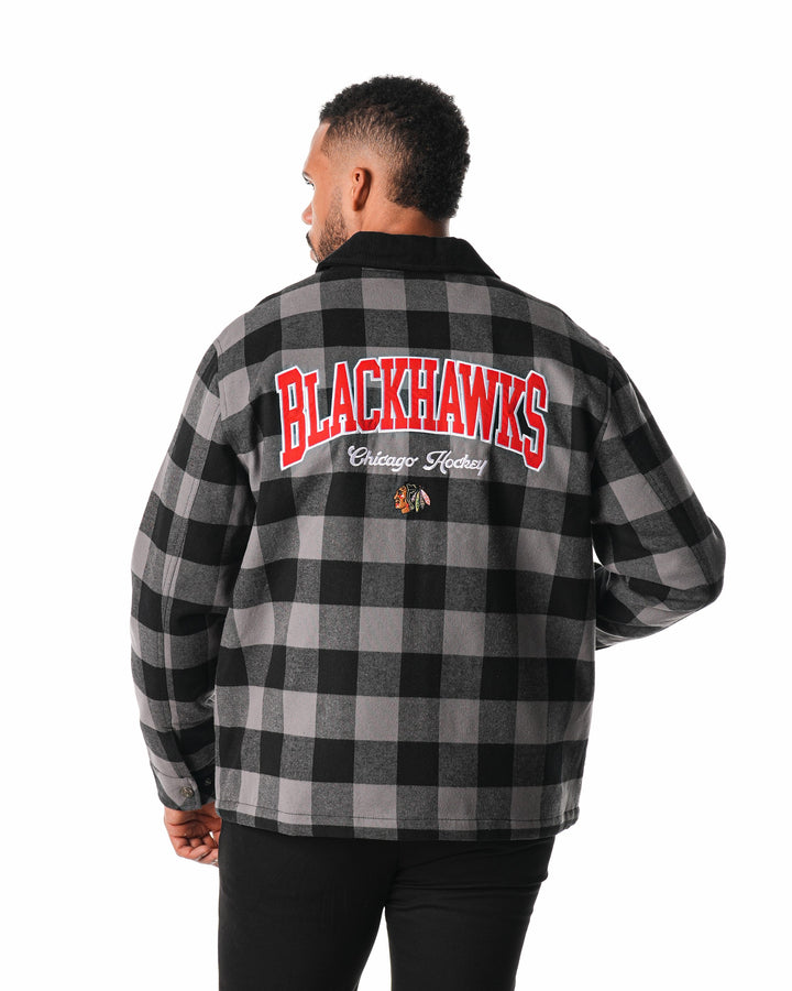 Wild Collective Chicago Blackhawks Flannel Zip Up Shacket