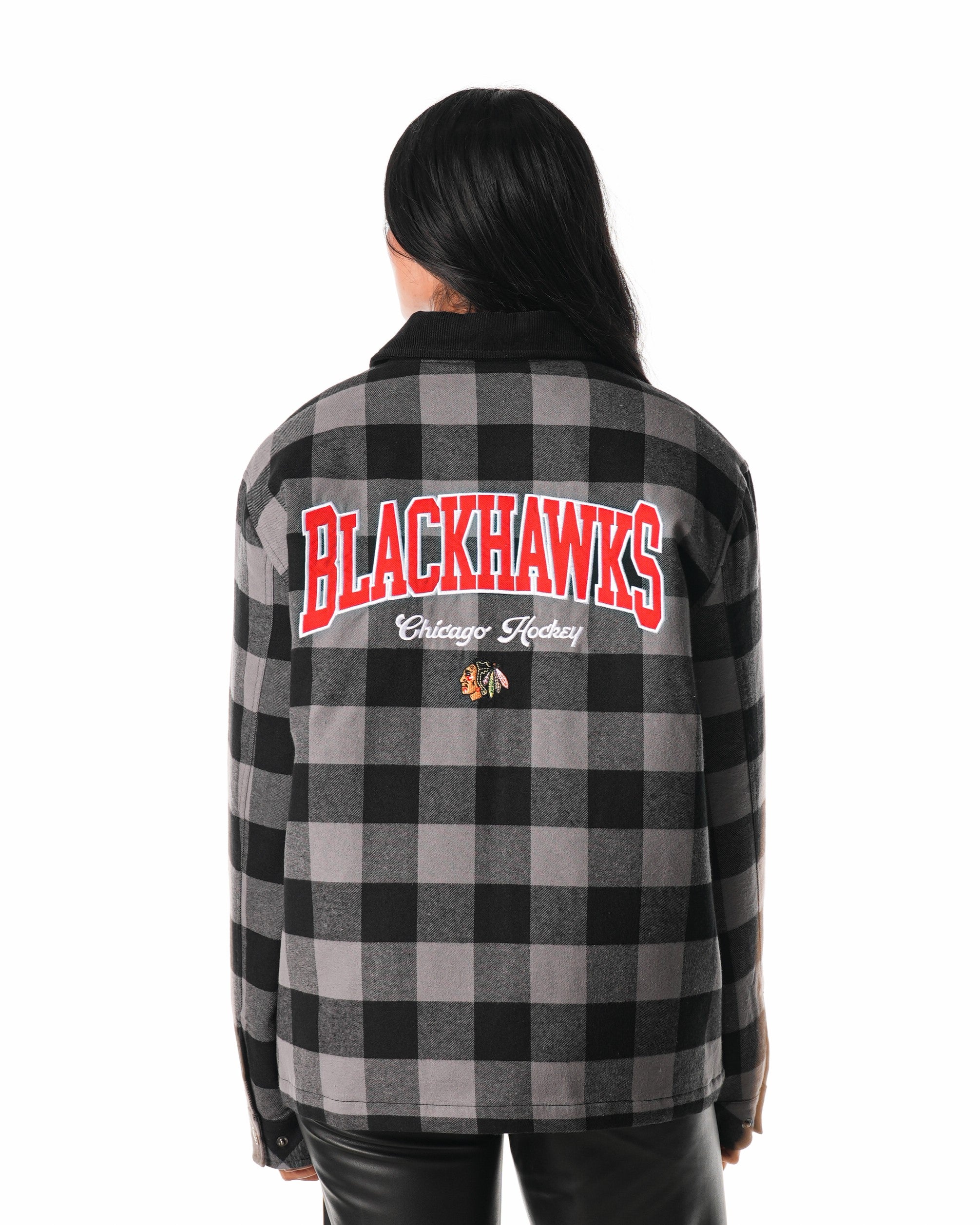 シカゴブラックホークス1/4ジッププルオーバーシャツ Wild Collective Chicago Blackhawks Flannel Zip Up Shacket – CBH Shop