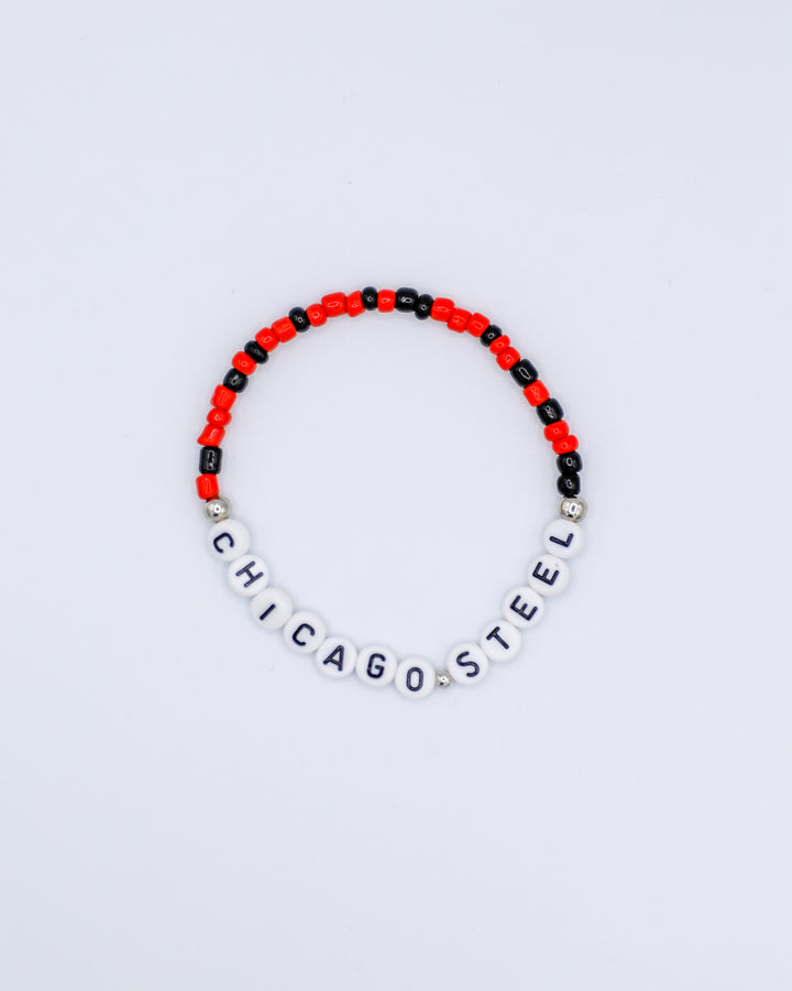 red and black Chicago Steel friendship bracelets inspired by Eras tour - red and black front lay flat