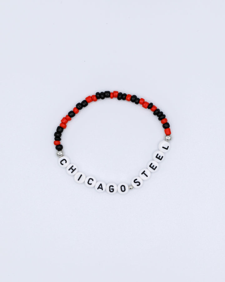 red and black Chicago Steel friendship bracelets inspired by Eras tour - red and black front lay flat