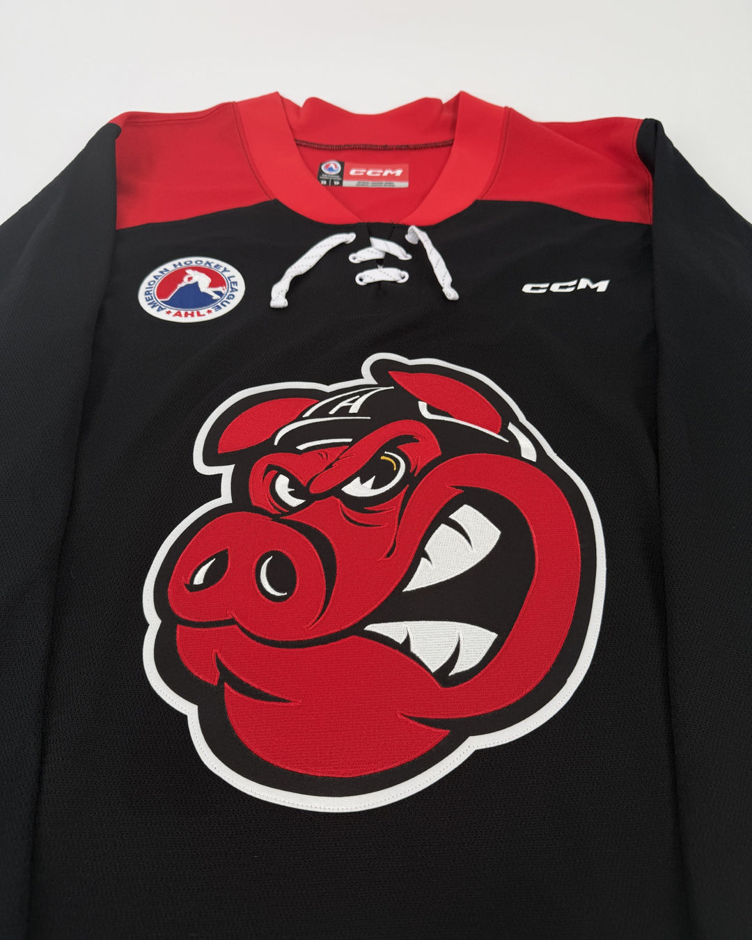 CCM Rockford IceHogs Hammy Head Black and Red Fan Jersey