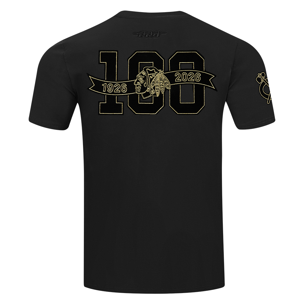 Pro Standard Chicago Blackhawks Centennial Black & Gold Short Sleeve Tee