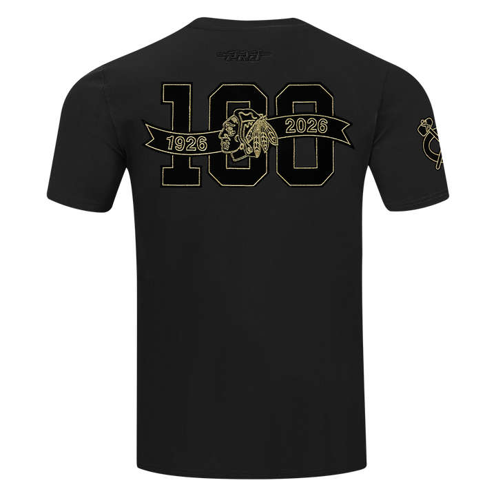 Pro Standard Chicago Blackhawks Centennial Black & Gold Short Sleeve Tee