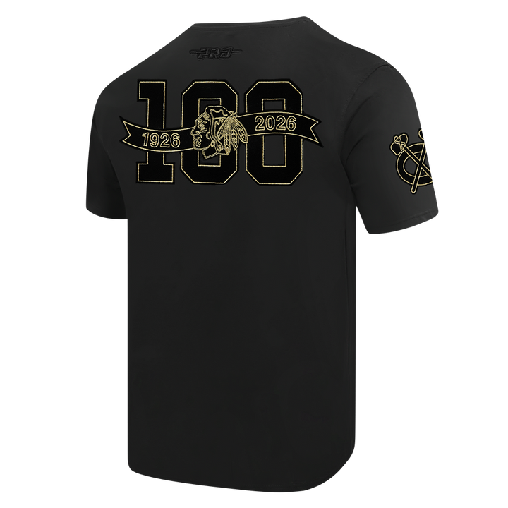 Pro Standard Chicago Blackhawks Centennial Black & Gold Short Sleeve Tee