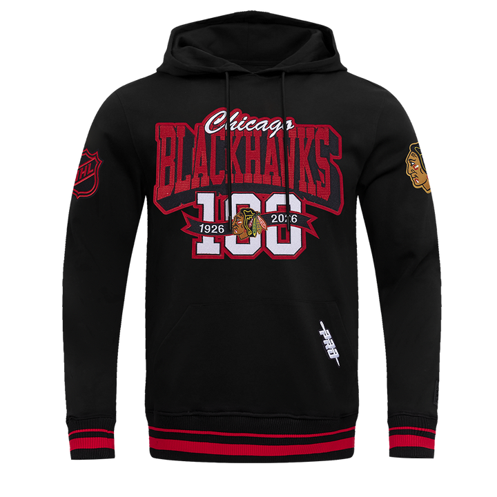 Pro Standard Chicago Blackhawks Centennial Badge Rib Cuff Hoodie