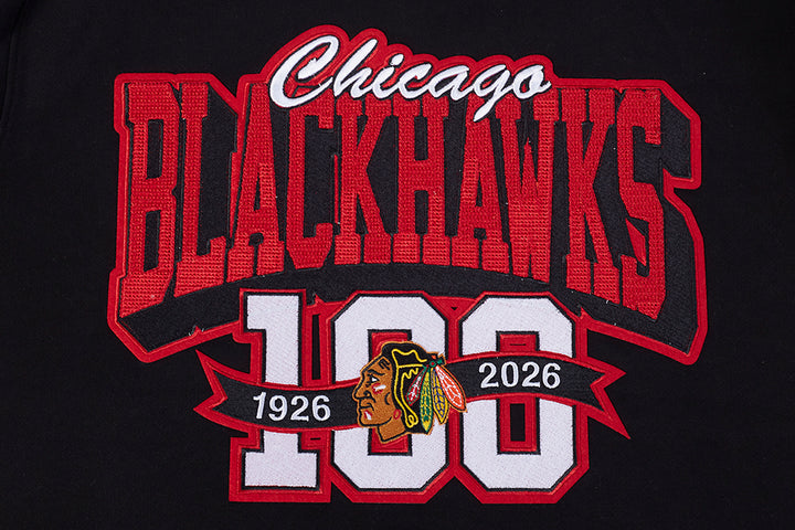 Pro Standard Chicago Blackhawks Centennial Badge Rib Cuff Hoodie